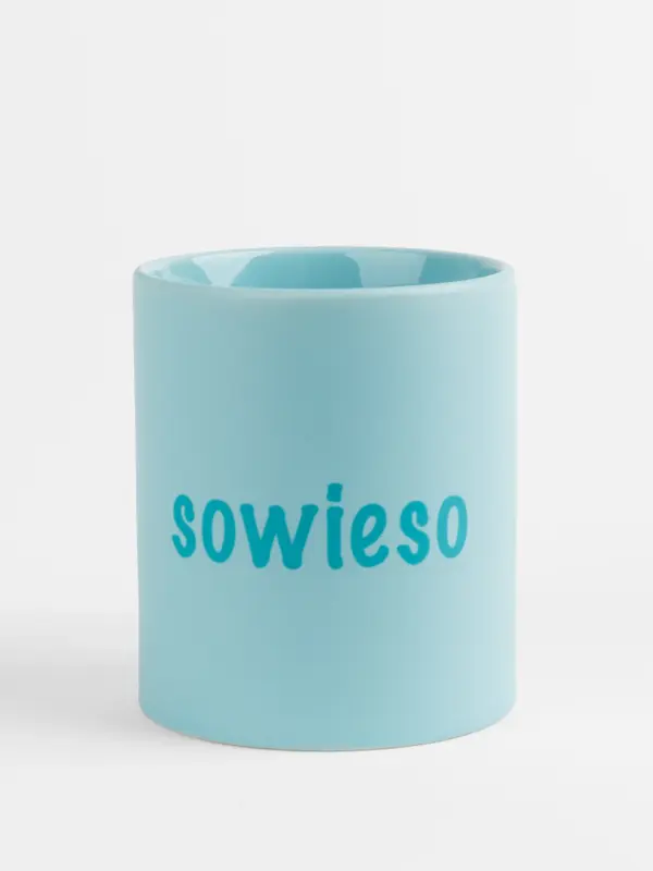 Blaue Keramiktasse – Sowieso