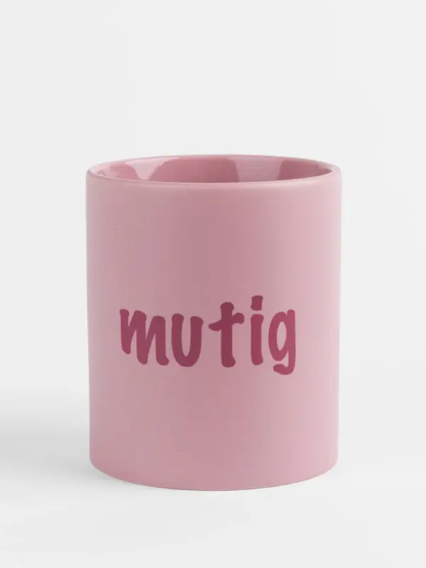 Lila Keramiktasse – Mutig